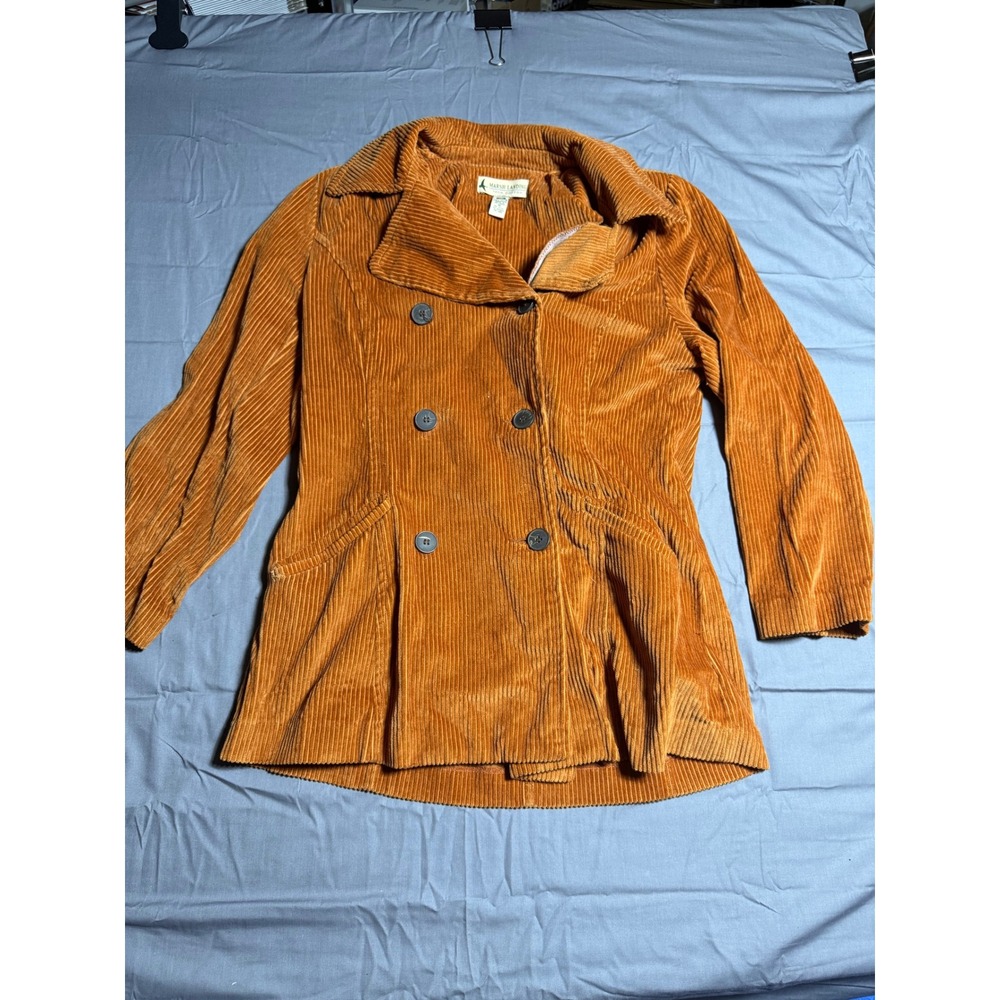 Marsh Landing Corduroy Jacket Women Medium Orange Good Double Breasted Coat